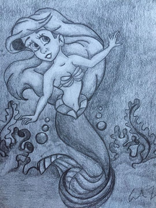 little mermaid pencil drawing