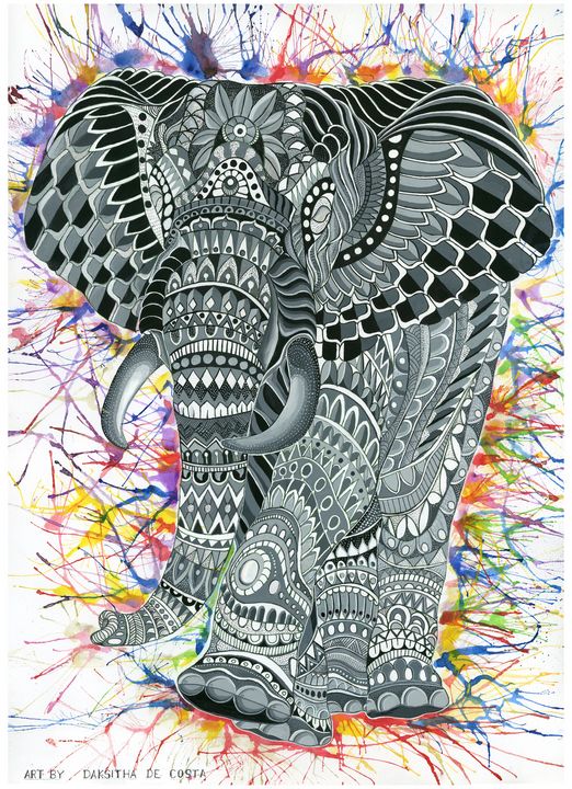 Elephant Art - Daksitha De Costa - Paintings & Prints, Animals