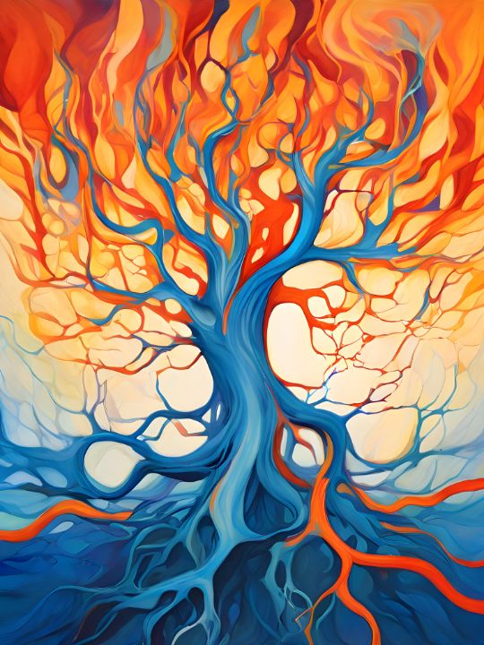 Fire and Earth: A Tree's Journey - Art-shop - Digital Art, Abstract ...