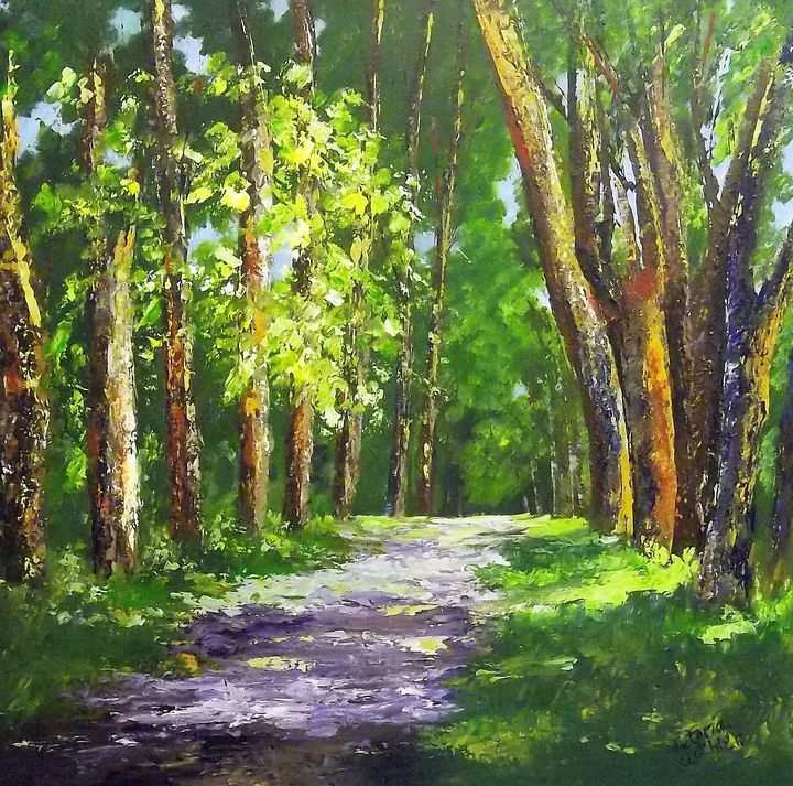 Avenue of trees. - Vicbricart - Paintings & Prints, Flowers, Plants, & Trees,  Trees & Shrubs, Oak - ArtPal