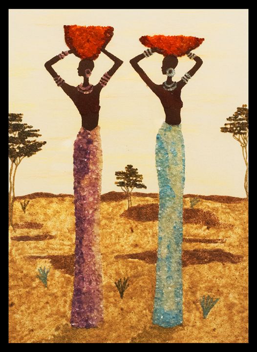 African Twins - Mozambique Gemstone Artwork Gallery - Paintings