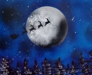 Santa over the moon