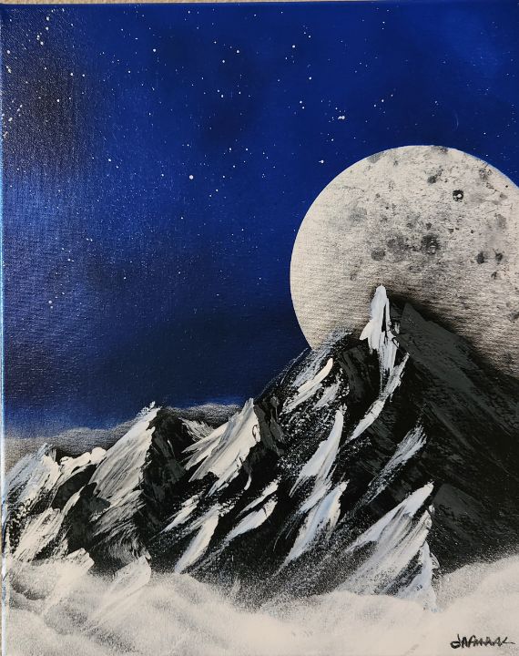 Moon rising over the mountains - Afmancreations