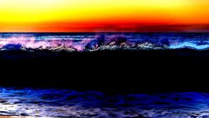 Mediterranean sea wave at sunrise