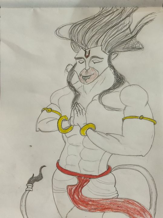 Hanuman - Free hand creations - Paintings & Prints, People & Figures ...