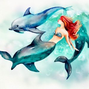 Mermaid swimming with dolphins - Danja88