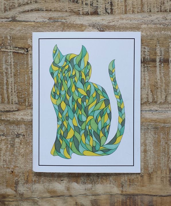 Green Cat Notecard Set - Rhino Paper Art - Crafts & Other Art, Greeting ...