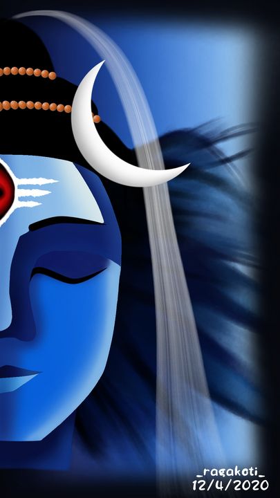 Lord Shiva Painting With Blue Background Wallpaper