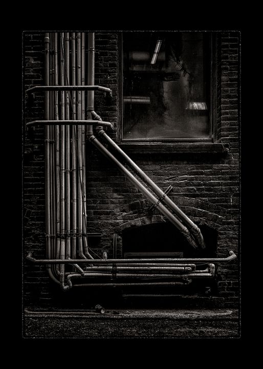 Alleyway Pipes No 2 with Border - The Learning Curve Photography
