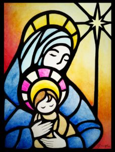 Mary and Baby Jesus Stained Glass