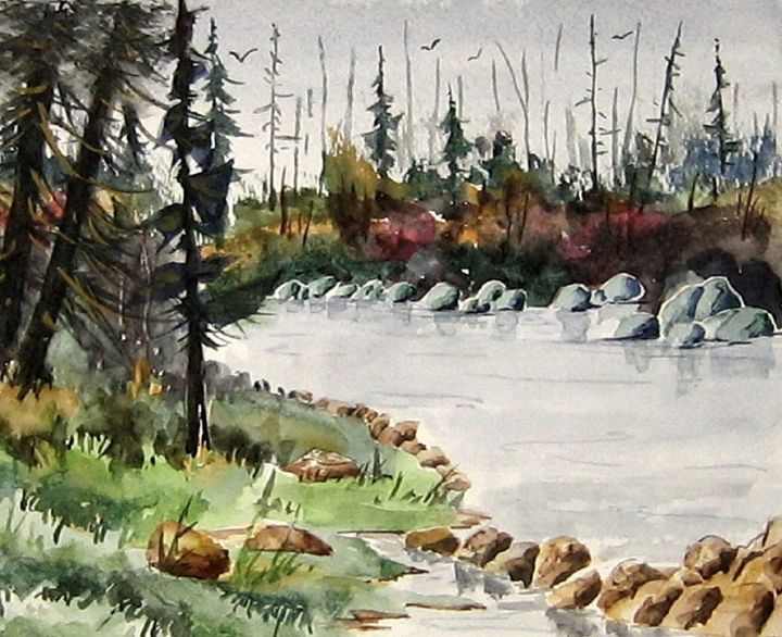 The Stream - selling Original Landscape Watercolor