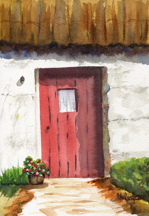 The Red Door - M. Cordero Watercolor Studio