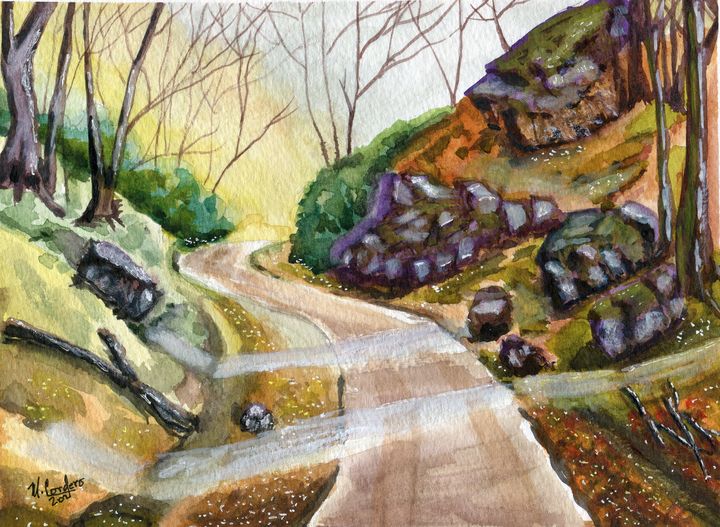Country Back Road - M. Cordero Watercolor Studio