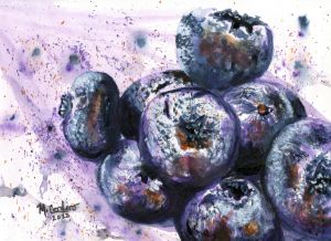 "Blueberries" 12x9 watercolor - M. Cordero Watercolor Studio