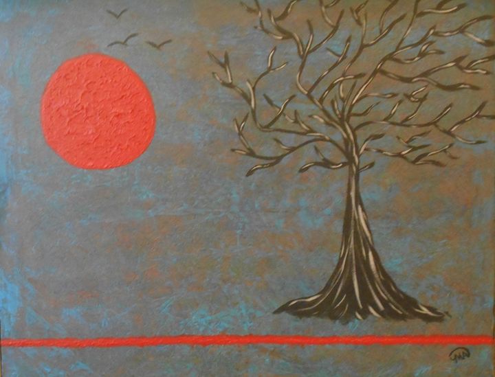 Tree and Moon - Memphis Original Art - Paintings & Prints, Abstract ...