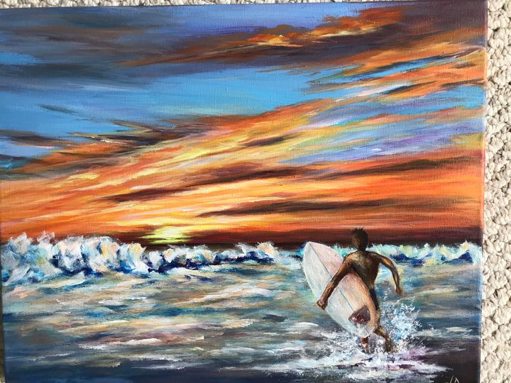 acrylic surfer painting