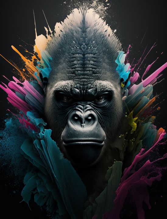 Gorilla Portrait S1 - Minty Fresh Prints - Digital Art, Animals