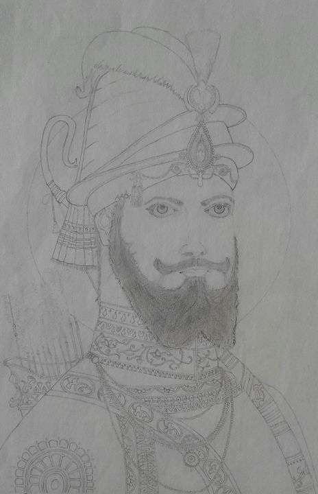 Guru Gobind Singh Ji Coloured sketch picture frame 135 x 11  SikhiArt