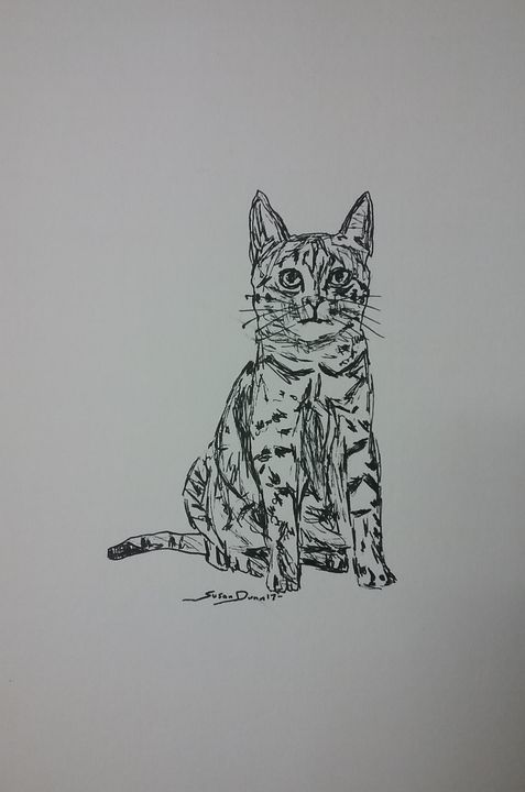 Original Cat Pen and Ink Drawing - Susan Dunn - Drawings & Illustration,  Animals, Birds, & Fish, Cats & Kittens, Other Cats & Kittens - ArtPal