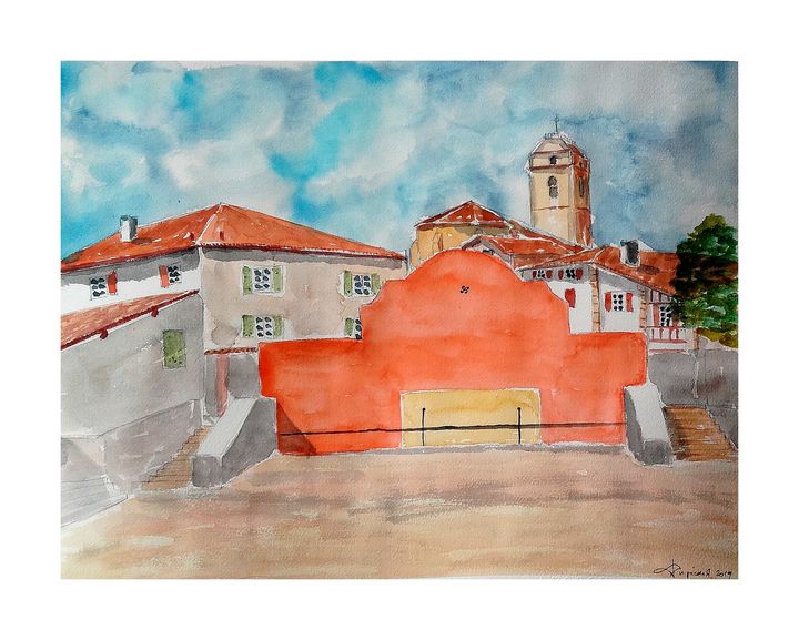 Gravure & Aquarelle Originale Pays Basque Les Paludiers - Signée J. H. Bonnefoy - Très Bon état