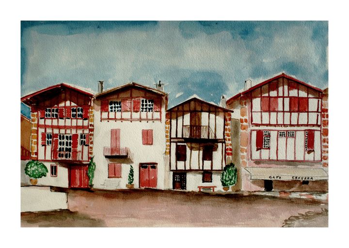 Gravure & Aquarelle Originale “Les Paludiers” Pays Basque Par J. H. Bonnefoy – Art Déco Signé