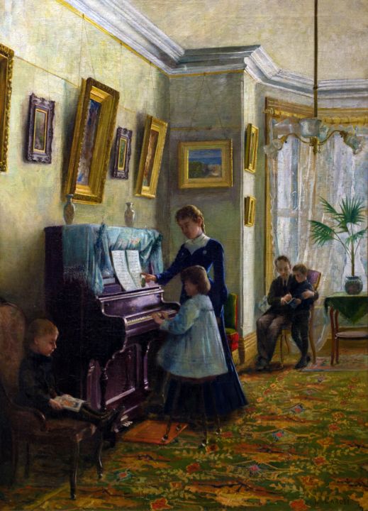 Jeanne au Piano by Ludger Larose - Yvonne - Paintings & Prints, People ...