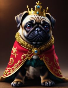 Cute Pug Dog in Royal King's Robes