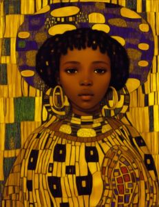 Black Girl Drawn Gustav Klimt Style