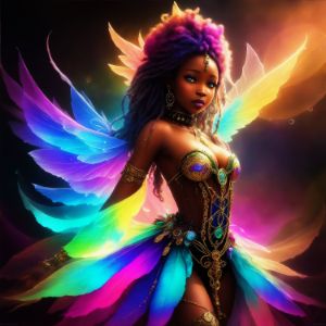 Colorful African Girl Fairy Portrait