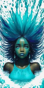 Aqua Marine Teal Water Fantasy Girl