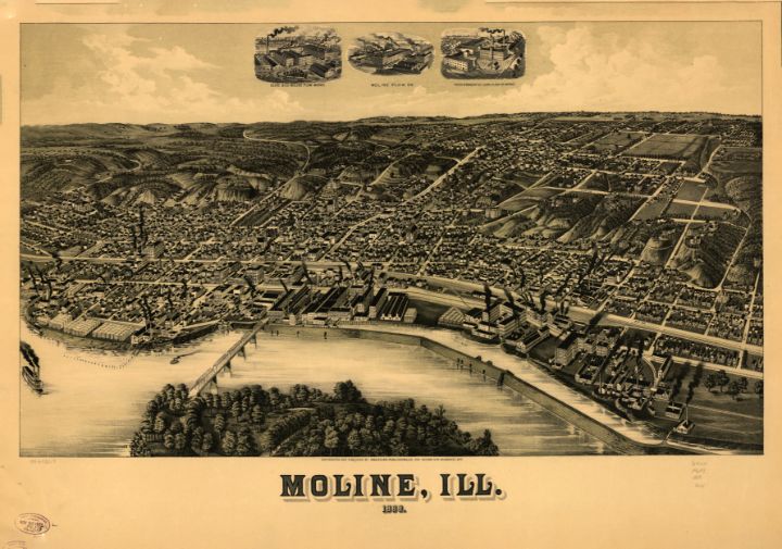 Aerial View of Moline Illinois 188 Yvonne Drawings