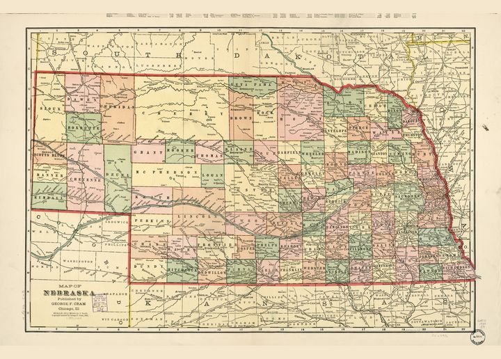 Map of Nebraska (1902) - Yvonne