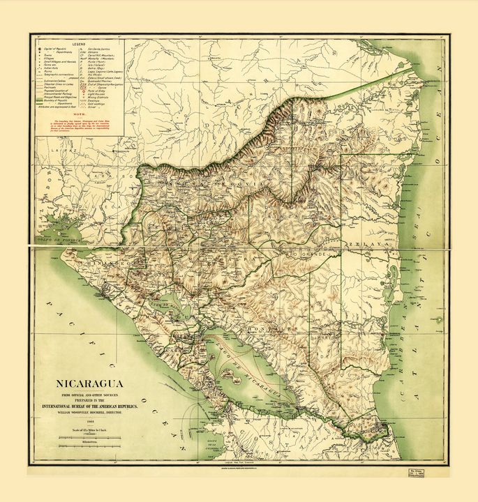 Map of Nicaragua (1903) - Yvonne