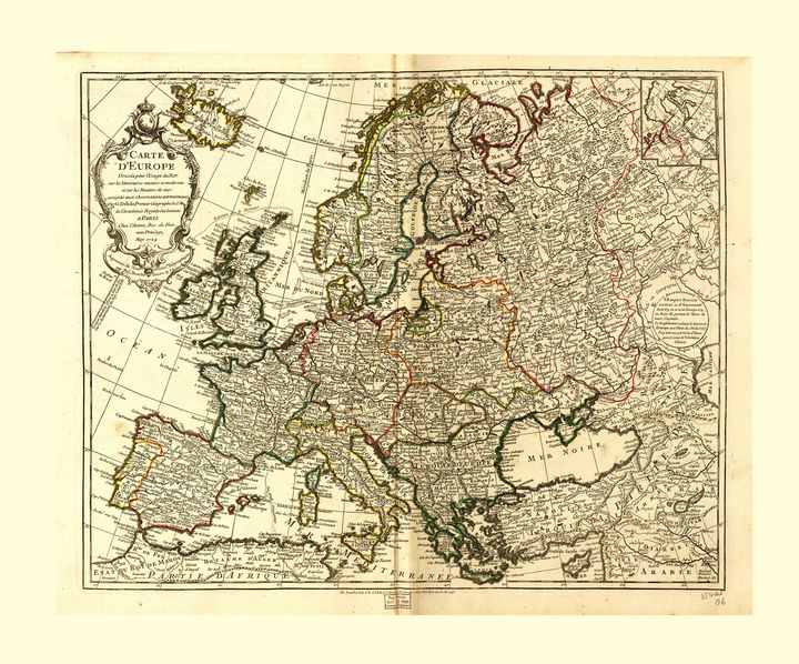 Carte D Europe 1769 Yvonne Drawings Illustration Places Travel Europe United Kingdom Artpal