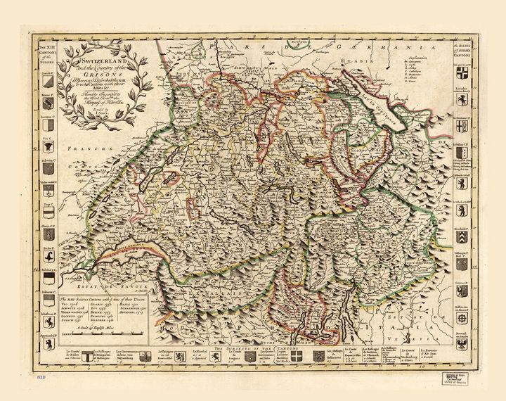 Switzerland Map (1721) - Yvonne