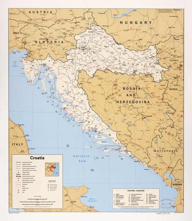 Map of Croatia (1995) - Yvonne