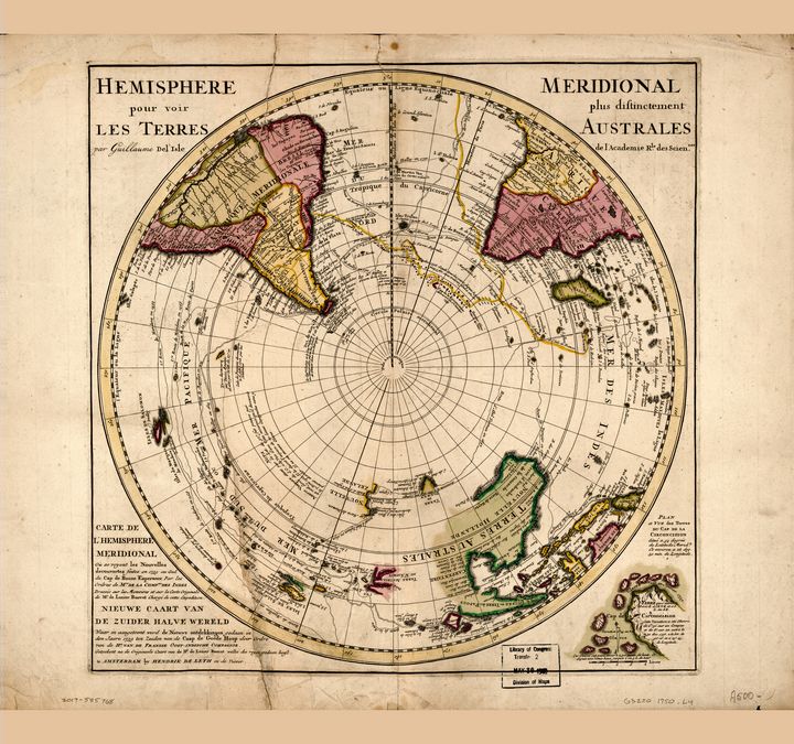 Map of the Southern Hemisphere c1750 - Yvonne