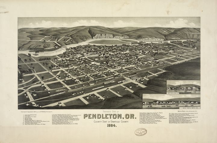 Aerial View of Pendleton Oregon 1884 - Yvonne