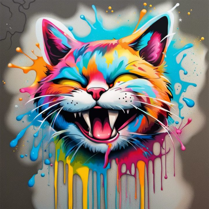 happy cat - black and white and vibrant art store