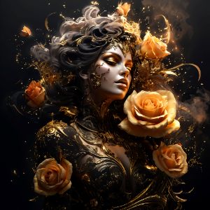 Woman holding Golden Roses
