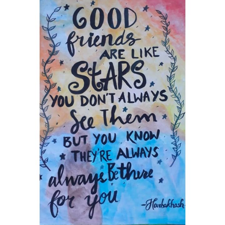 Calligraphy- quote on friends - Harbakhash kaur