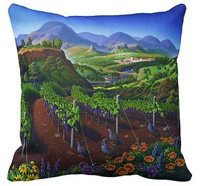 Quail Vineyard Art Throw Pillow - Walt Curlee Fine Art & Prints