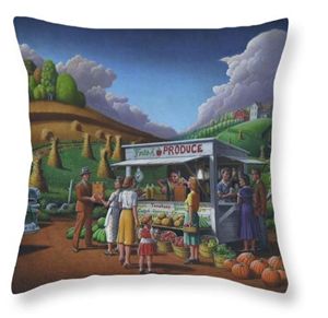 Fresh Produce Farm Throw Pillow - Walt Curlee Fine Art & Prints