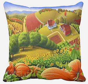 Pumpkin Patch Throw Pillow - Walt Curlee Fine Art & Prints