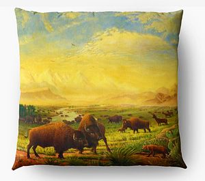 Buffalo on the Plains Throw Pillow