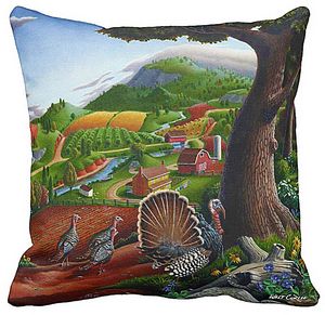 Turkeys In The Hills Throw Pillow