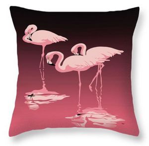 Three Pink Flamingos 2 Throw Pillow - Walt Curlee Fine Art & Prints