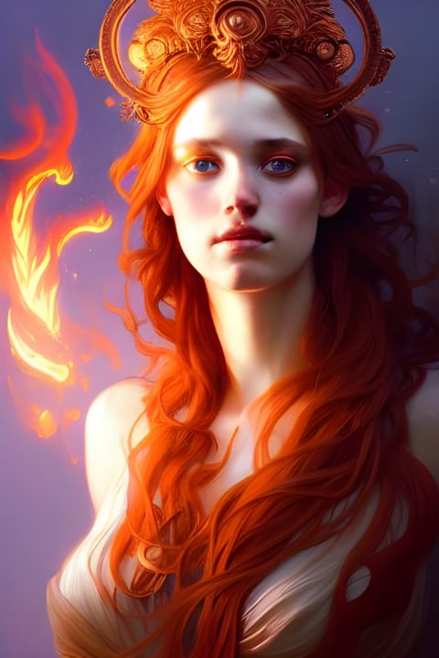 Fire Priestess - Phoenix - Drawn From Myth - Paintings & Prints ...