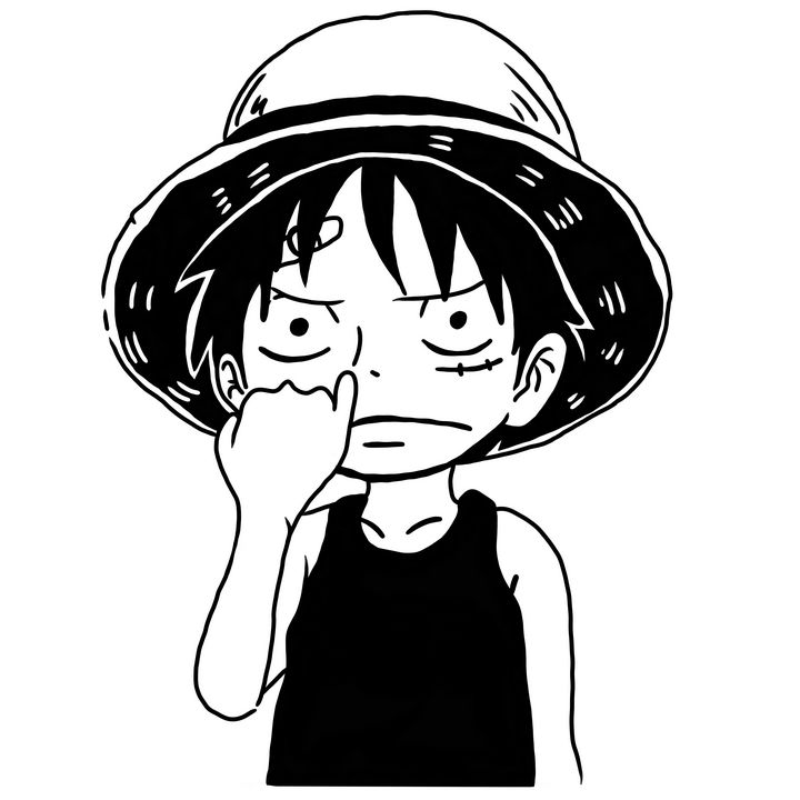 luffy one piece black and white