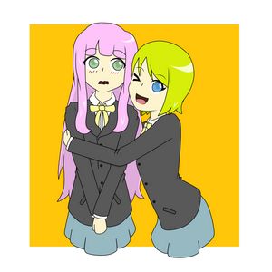 Anime girls hug